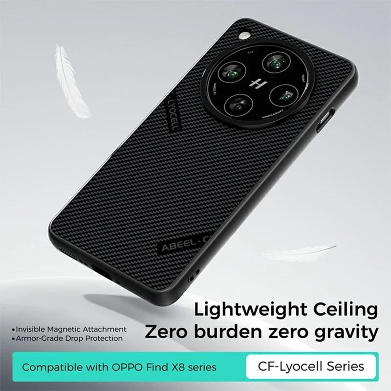 سلسلة ABEEL CF-Lyocell لهاتف Oppo Find X8 Pro 5G غطاء مغناطيسي مع بطانة من الألياف الدقيقة + PC + غطاء هاتف E-TPU - الرقم 1
