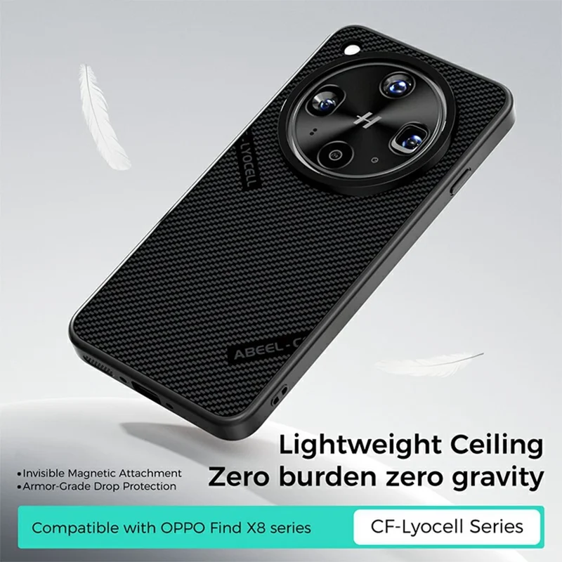 ABEEL CF-Lyocell Series For Oppo Find X8 Ultra 5G Magnetic Case Microfiber + PC + E-TPU Phone Cover - No.1