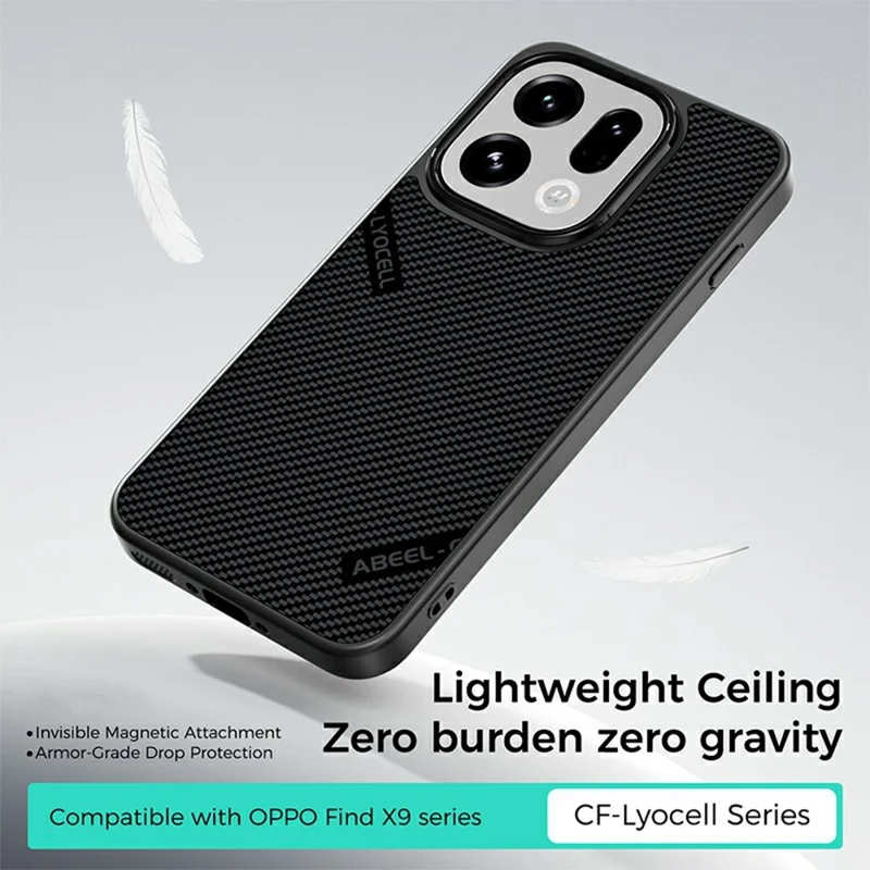 ABEEL CF-Lyocell Series For Oppo Find X9 5G Magnetic Case Microfiber + PC + E-TPU Phone Cover - No.1