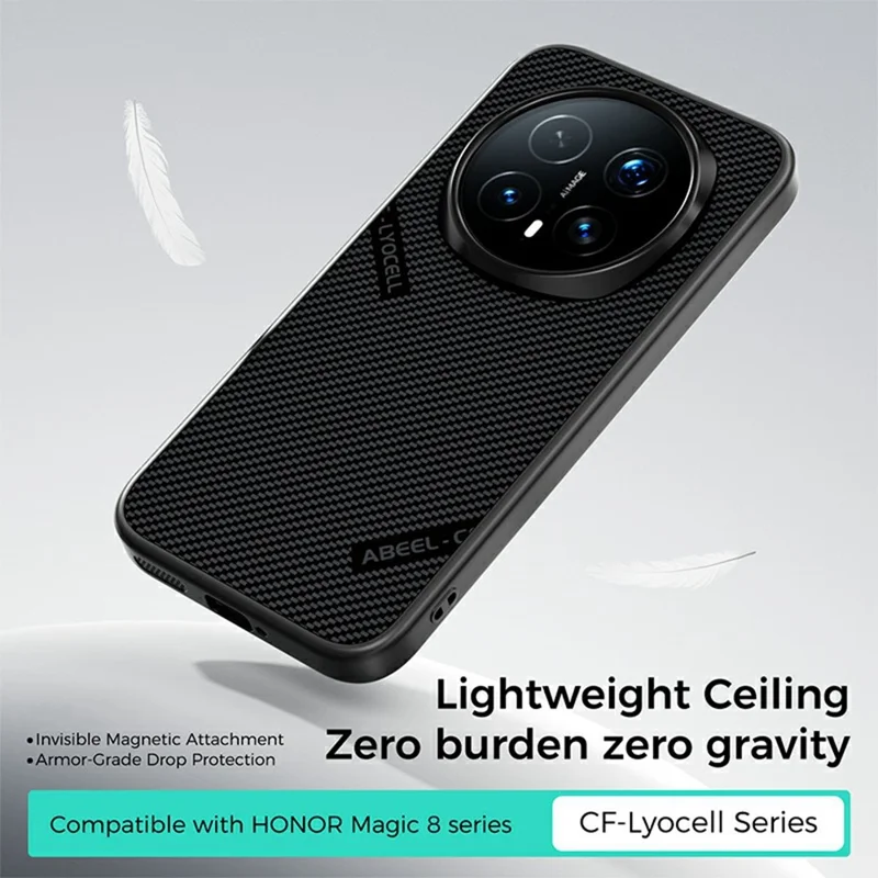 ABEEL CF-Lyocell Series For Honor Magic8 Pro 5G Magnetic Case Microfiber + PC + E-TPU Phone Cover - No.1