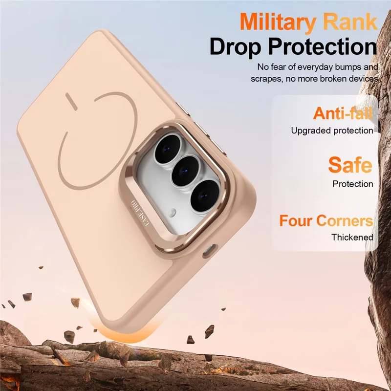 For Samsung Galaxy S23 FE Magnetic Case Skin-touch PC + TPU Phone Cover with Foldable Kickstand - Desert Gold