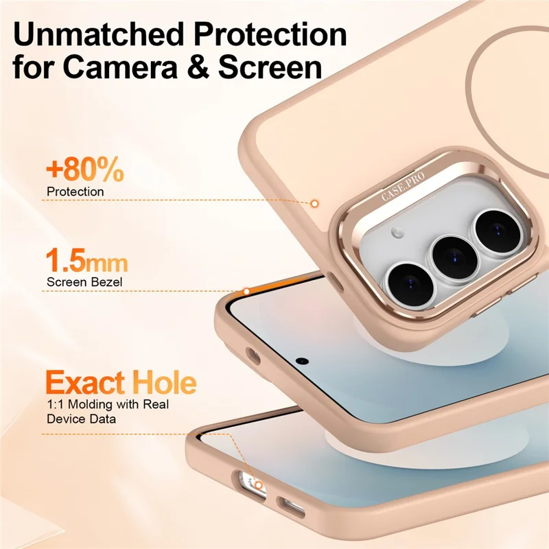 For Samsung Galaxy S23 FE Magnetic Case Skin-touch PC + TPU Phone Cover with Foldable Kickstand - Desert Gold