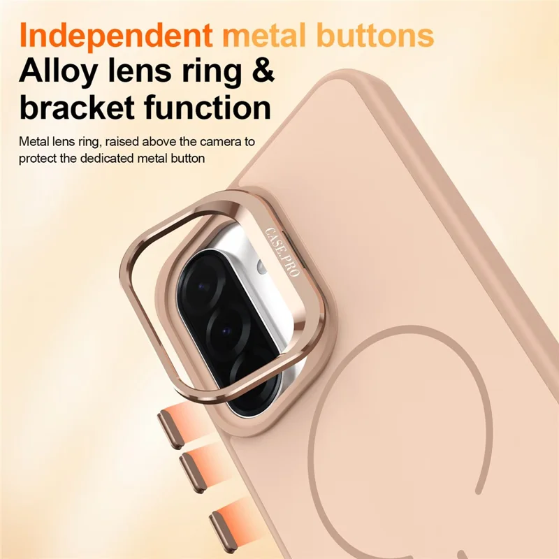 For Samsung Galaxy A34 5G Case Skin-touch PC + TPU Magnetic Phone Cover with Lens Frame Kickstand - Desert Gold