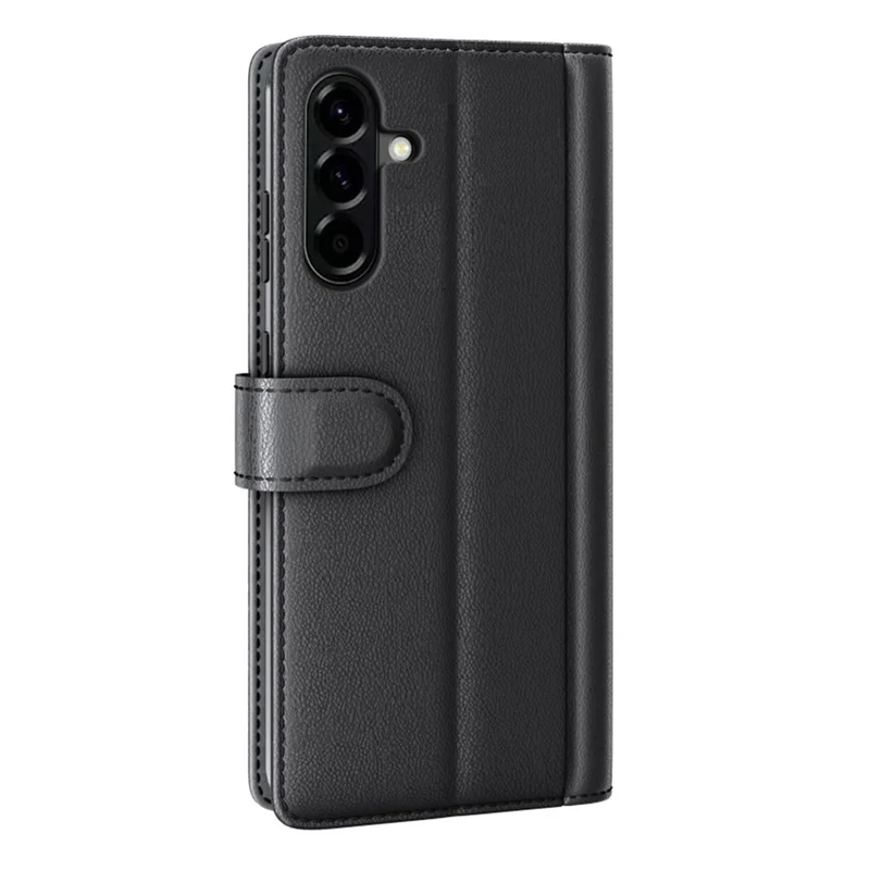 Futerał na Samsung Galaxy A57 z prawdziwej skórzanej skóry z portfelem i podstawką - Czarny