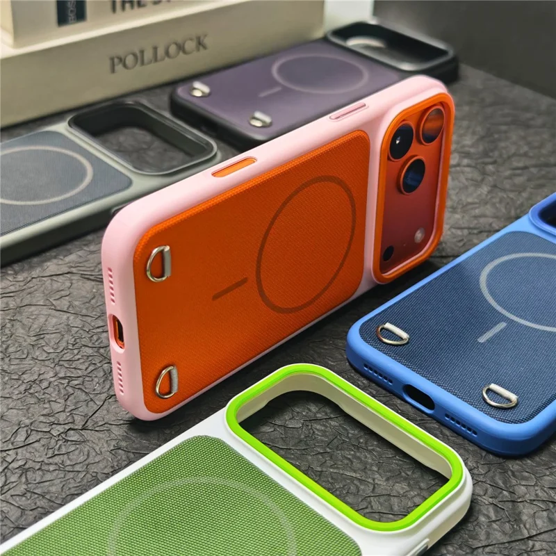 JAUCASE Capa para iPhone 17 Pro Max Compatível com MagSafe, Capa Traseira em Tecido Técnico + PC com Ranhura para Cartões - Azul