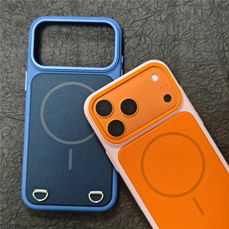 JAUCASE Capa para iPhone 17 Pro Max Compatível com MagSafe, Capa Traseira em Tecido Técnico + PC com Ranhura para Cartões - Azul