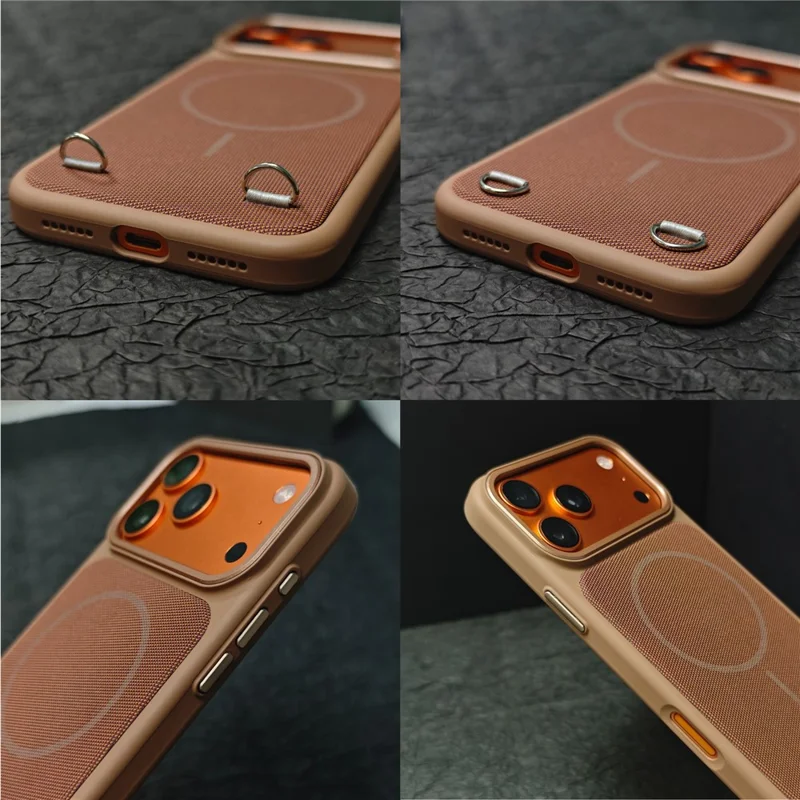 JAUCASE Capa para iPhone 17 Pro Max Compatível com MagSafe, Capa Traseira em Tecido Técnico + PC com Ranhura para Cartões - Azul