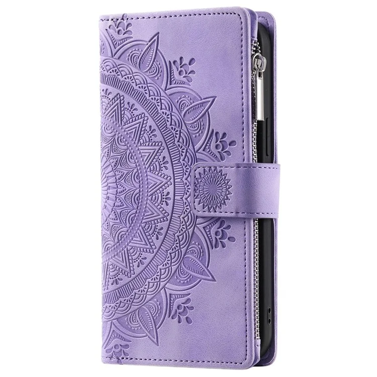 Custodia Per Telefoni a Slot Multipli Per Xiaomi Redmi Nota 10 5G / Nota 10T 5G / Poco M3 Pro 5G / Poco M3 Pro 4G Mandala Flower Esprinted PU Coperchio Pocchetto Cappina - Viola