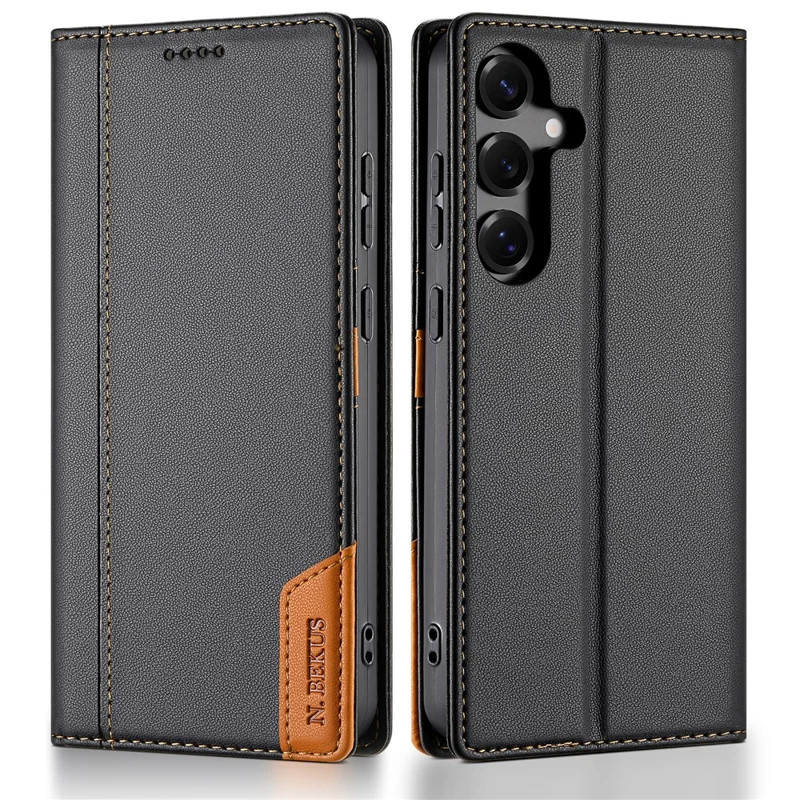 N.BEKUS P3 Funda para Samsung Galaxy A37 con Billetera, Soporte y Bloqueo RFID, Funda Abatible de Cuero PU - Negro