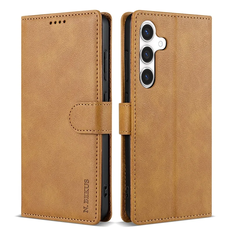 N.BEKUS CSJ-001 Funda con soporte para Samsung Galaxy S26, carcasa tipo cartera de cuero PU con tapa - Marrón