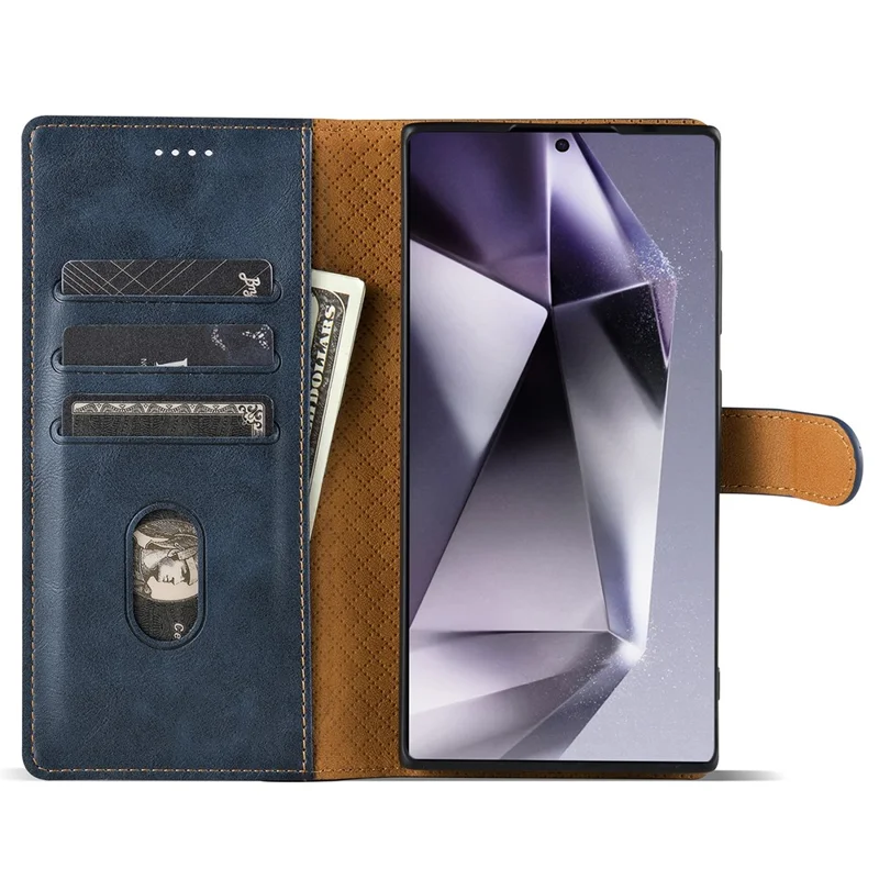 N.BEKUS CSJ-001 Чехол-бумажник с подставкой из искусственной кожи PU для Samsung Galaxy S26 Ultra, синий