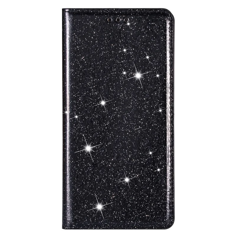 Voor Samsung Galaxy A37 hoesje Glitter PU leer + TPU met kaartvakje - Zwart