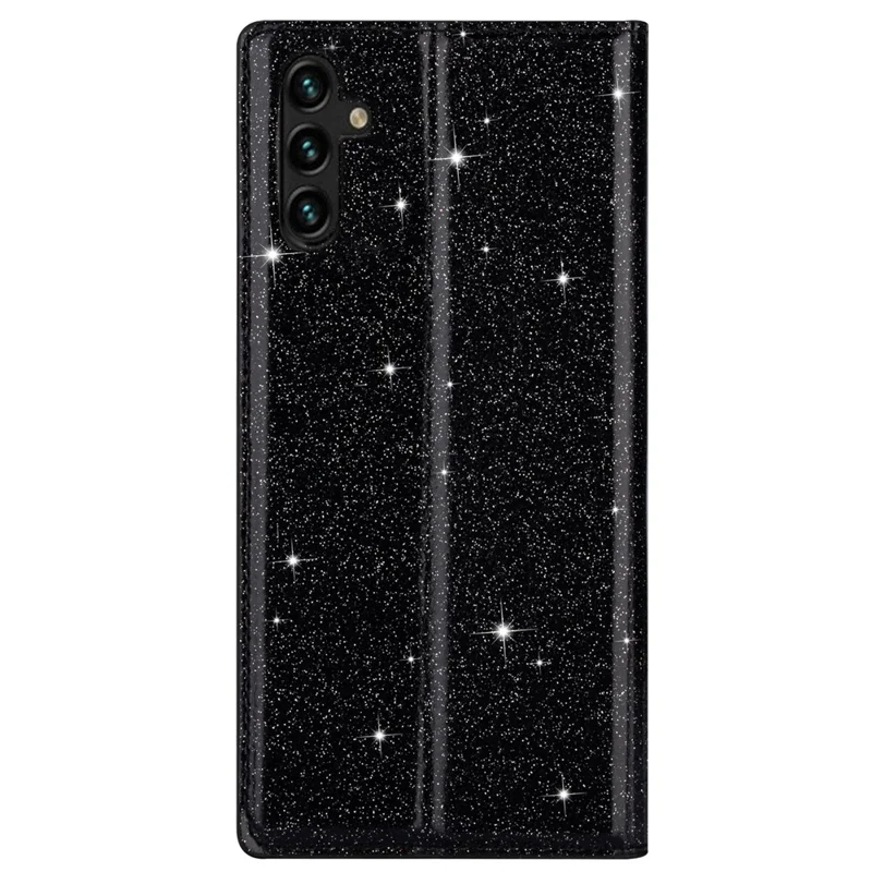 Voor Samsung Galaxy A37 hoesje Glitter PU leer + TPU met kaartvakje - Zwart