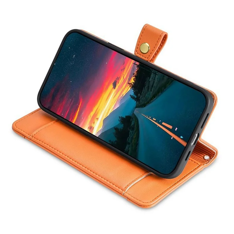 For Honor Magic8 Pro 5G Leather Case Zipper Pocket Wallet Phone Cover with 2 Straps - Orange