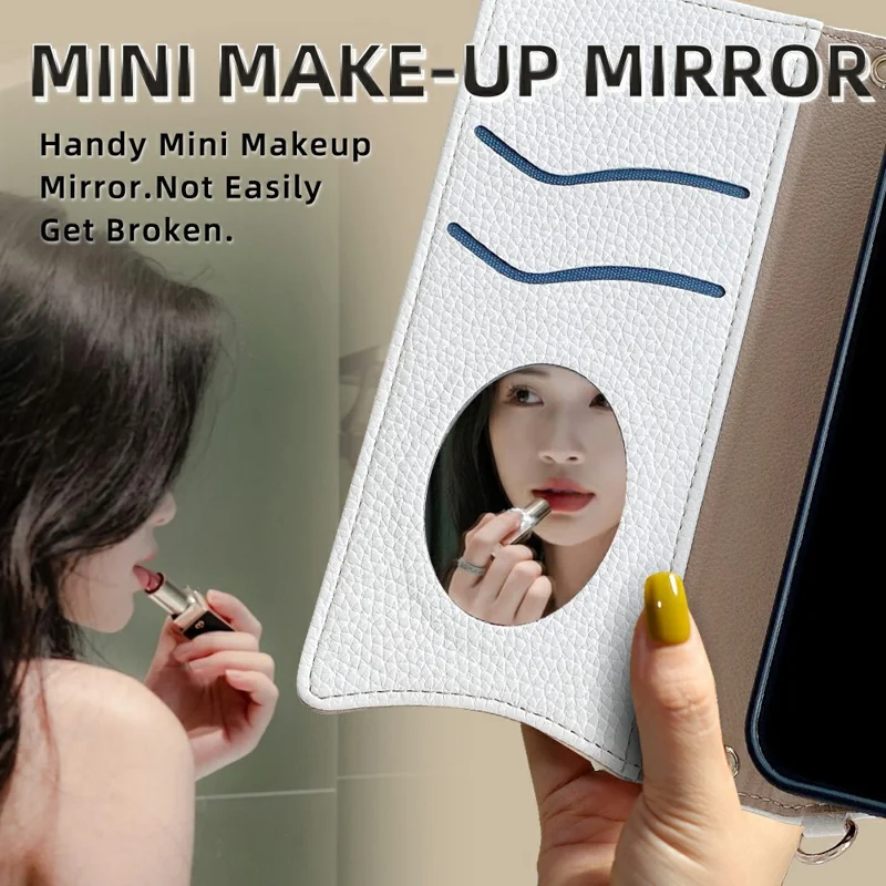 Voor Honor 400 Smart 5G / X7d 4G Leren Hoesje Portemonnee Stand Cover met Onregelmatige Staartstijl en Kettingriem - Wit