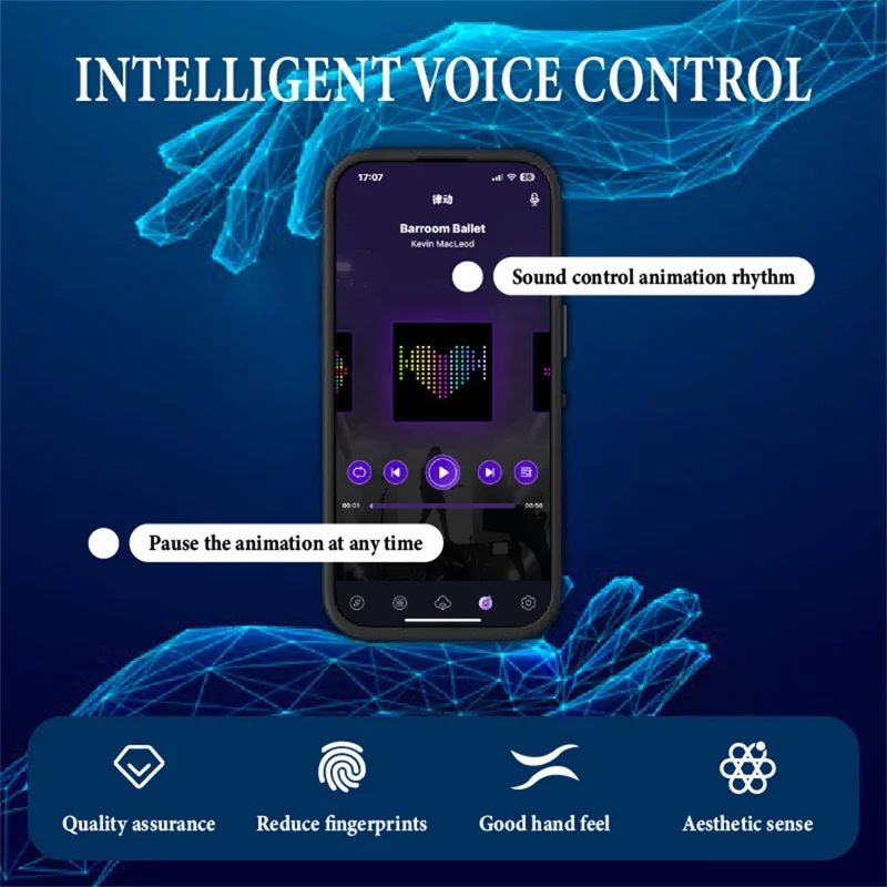 For iPhone 16 Pro Max DIY Pixel Animation Case Smart Voice Control Creative LED Phone Cover