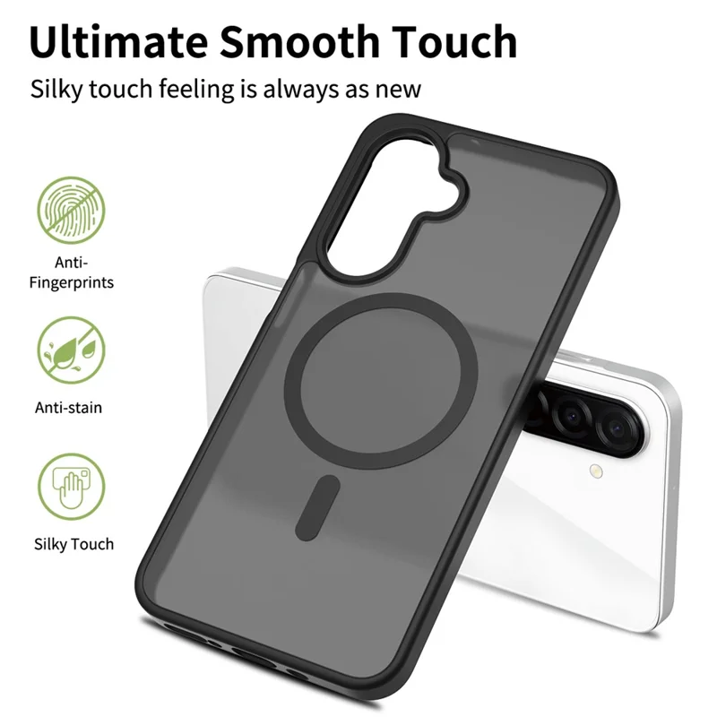 Groothandelsmagnetisch hoesje voor Samsung Galaxy A17 5G / A17 4G, huidgevoelig TPU-PC-telefoonhoesje - Zwart