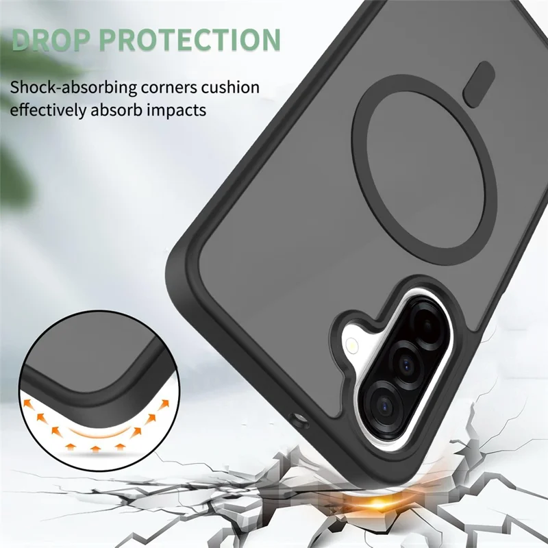 Groothandelsmagnetisch hoesje voor Samsung Galaxy A17 5G / A17 4G, huidgevoelig TPU-PC-telefoonhoesje - Zwart