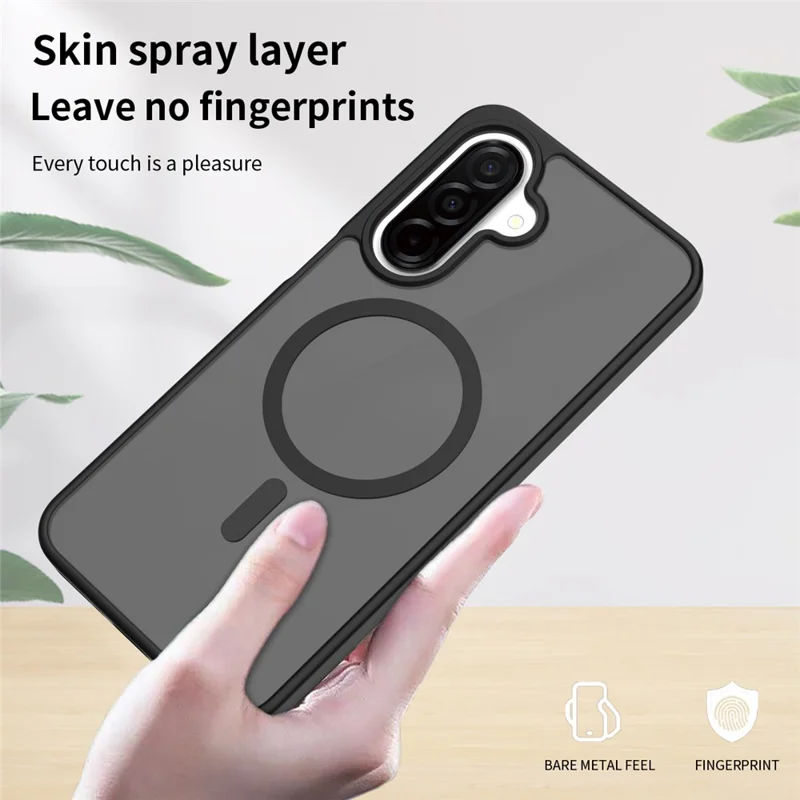 Groothandelsmagnetisch hoesje voor Samsung Galaxy A17 5G / A17 4G, huidgevoelig TPU-PC-telefoonhoesje - Zwart