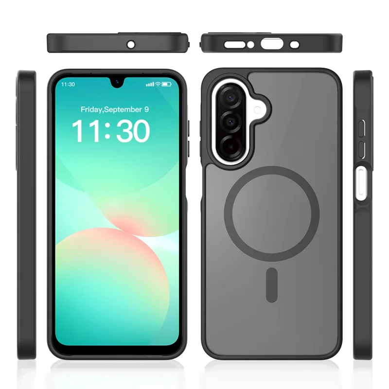 Groothandelsmagnetisch hoesje voor Samsung Galaxy A17 5G / A17 4G, huidgevoelig TPU-PC-telefoonhoesje - Zwart