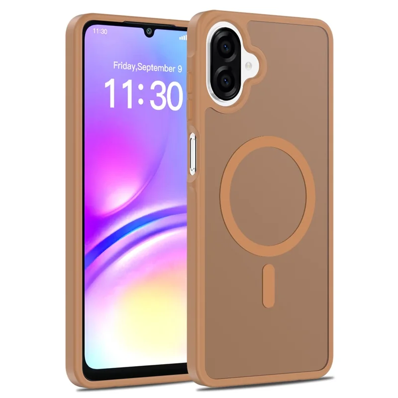 Compra al por mayor para carcasa magnética para Samsung Galaxy A07 5G, funda trasera de tacto suave TPU y PC - Café