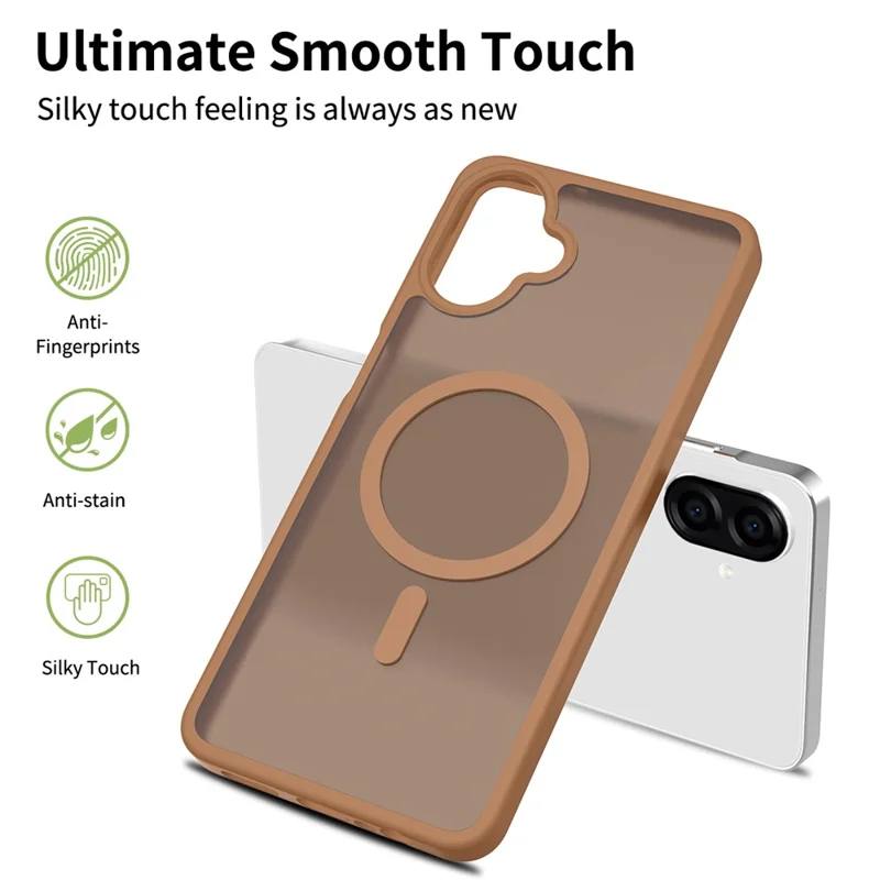 Compra al por mayor para carcasa magnética para Samsung Galaxy A07 5G, funda trasera de tacto suave TPU y PC - Café