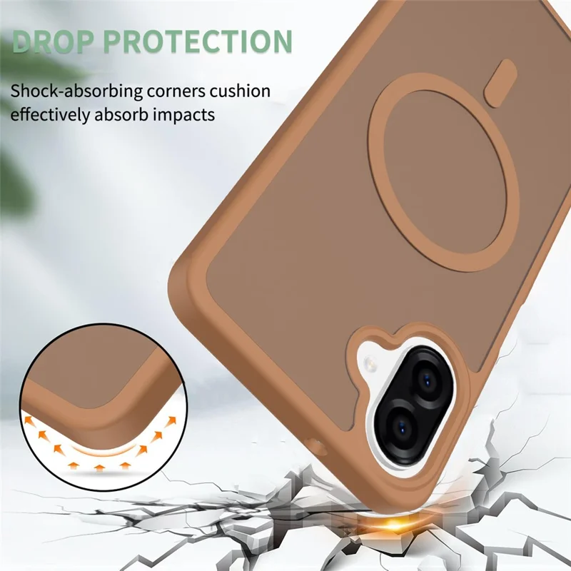 Compra al por mayor para carcasa magnética para Samsung Galaxy A07 5G, funda trasera de tacto suave TPU y PC - Café