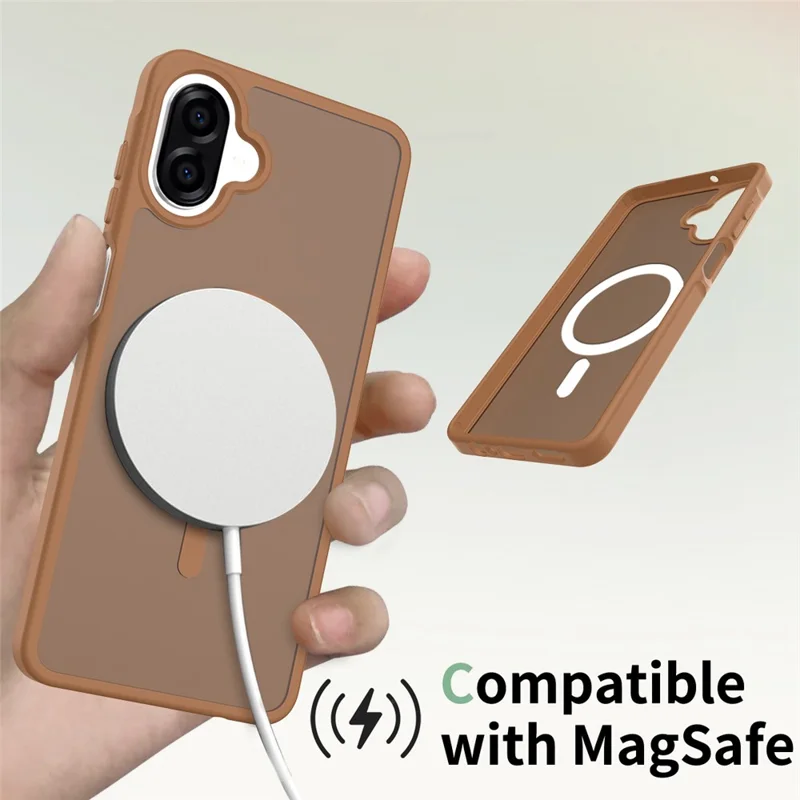 Compra al por mayor para carcasa magnética para Samsung Galaxy A07 5G, funda trasera de tacto suave TPU y PC - Café