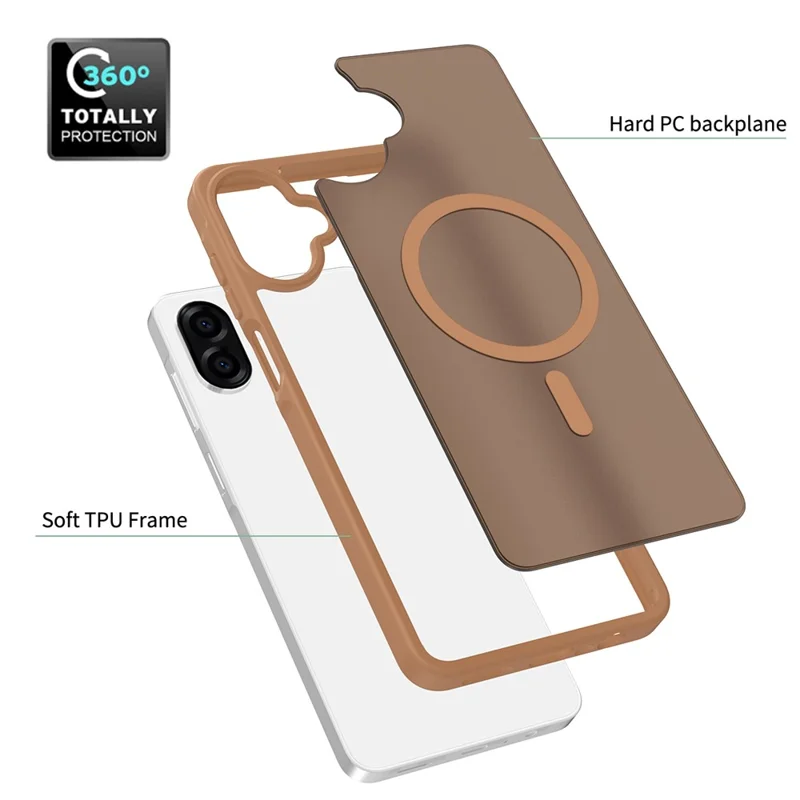 Compra al por mayor para carcasa magnética para Samsung Galaxy A07 5G, funda trasera de tacto suave TPU y PC - Café
