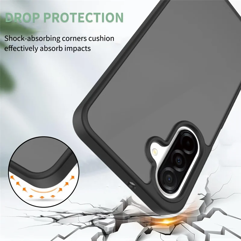 Groothandelsaankoop telefoonhoesje voor Samsung Galaxy A16 5G / A16 4G, huidgevoel TPU PC rugcover - Zwart