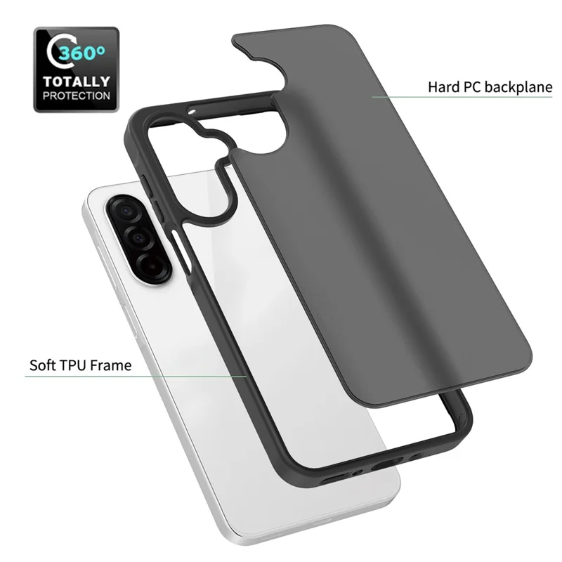 Groothandelsaankoop telefoonhoesje voor Samsung Galaxy A16 5G / A16 4G, huidgevoel TPU PC rugcover - Zwart