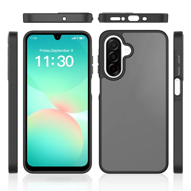 Groothandelsaankoop telefoonhoesje voor Samsung Galaxy A16 5G / A16 4G, huidgevoel TPU PC rugcover - Zwart