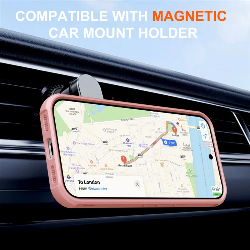 Cover magnetico per Google Pixel 9 / 9 Pro con supporto a anello girevole, custodia posteriore antiurto in TPU e PC - Rosa