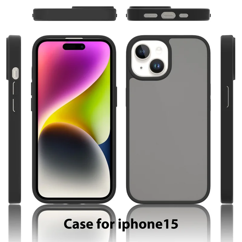 Bulk Purchasing For iPhone 15 Case Skin Touch TPU PC Phone Back Cover - Black