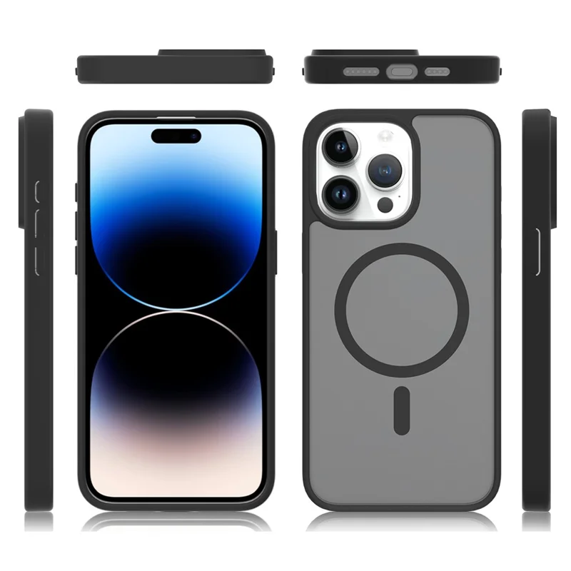 Bulk Purchasing For iPhone 15 Pro Magnetic Case Skin Touch TPU PC Phone Back Cover Compatible with MagSafe - Black