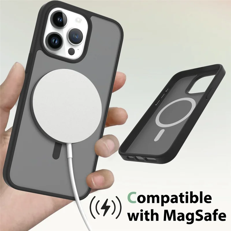 Achat en gros pour coque magnétique iPhone 15 Pro Max avec revêtement tactile en TPU/PC, compatible MagSafe - Noir