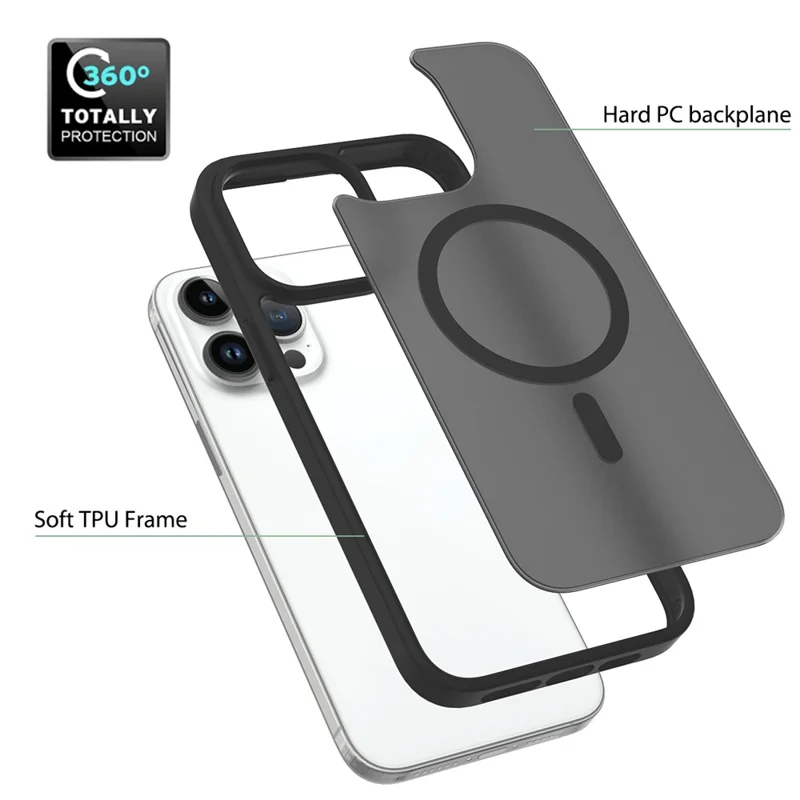 Achat en gros pour coque magnétique iPhone 15 Pro Max avec revêtement tactile en TPU/PC, compatible MagSafe - Noir