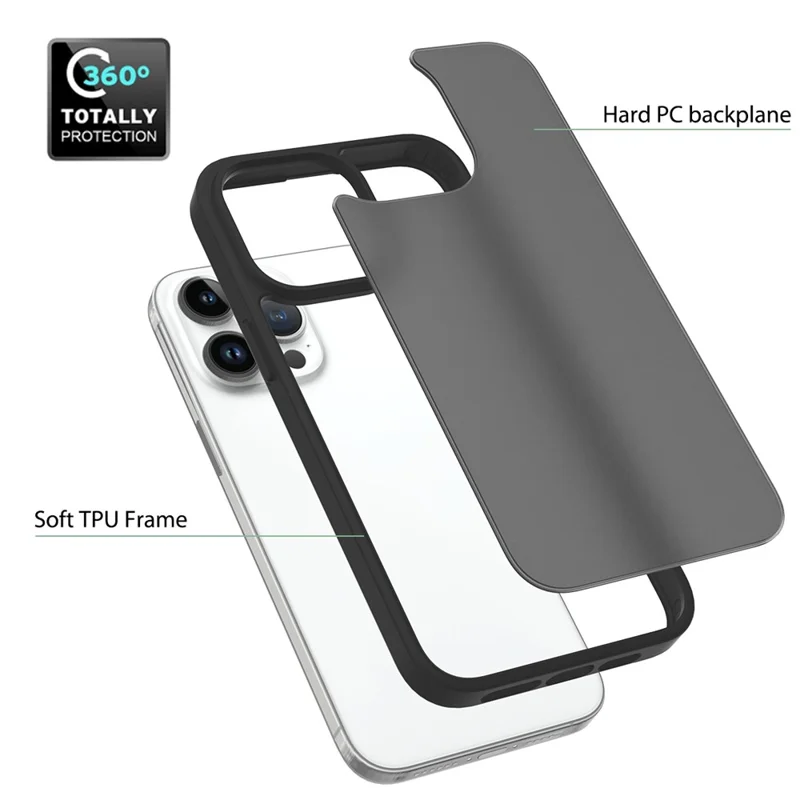 Bulk Purchasing For iPhone 15 Pro Max Case Skin Touch TPU PC Phone Back Cover - Black