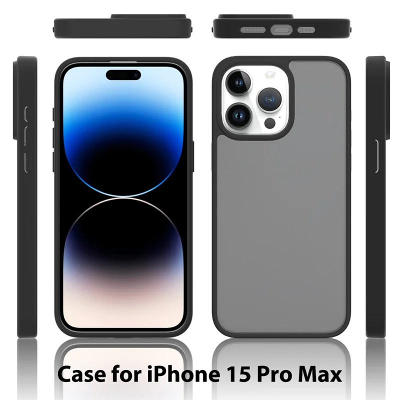 Bulk Purchasing For iPhone 15 Pro Max Case Skin Touch TPU PC Phone Back Cover - Black
