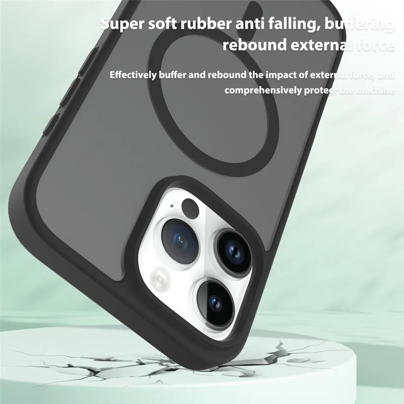 Achat en gros pour coque magnétique iPhone 16 Pro Max avec revêtement tactile en TPU/PC, compatible MagSafe - Noir