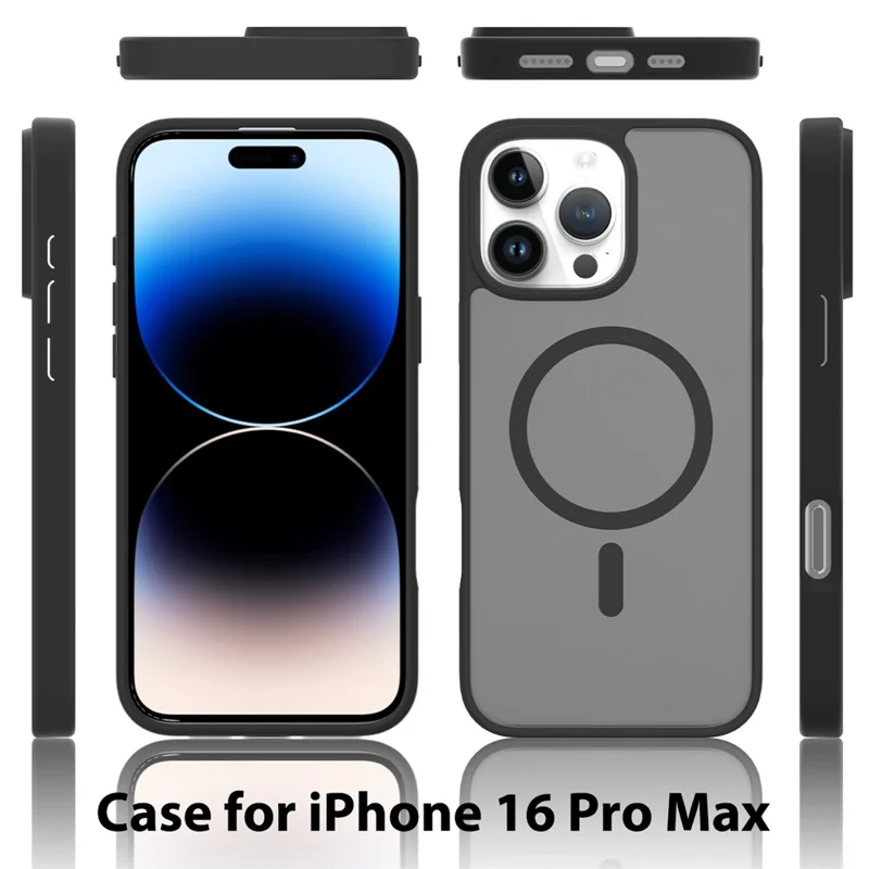Achat en gros pour coque magnétique iPhone 16 Pro Max avec revêtement tactile en TPU/PC, compatible MagSafe - Noir