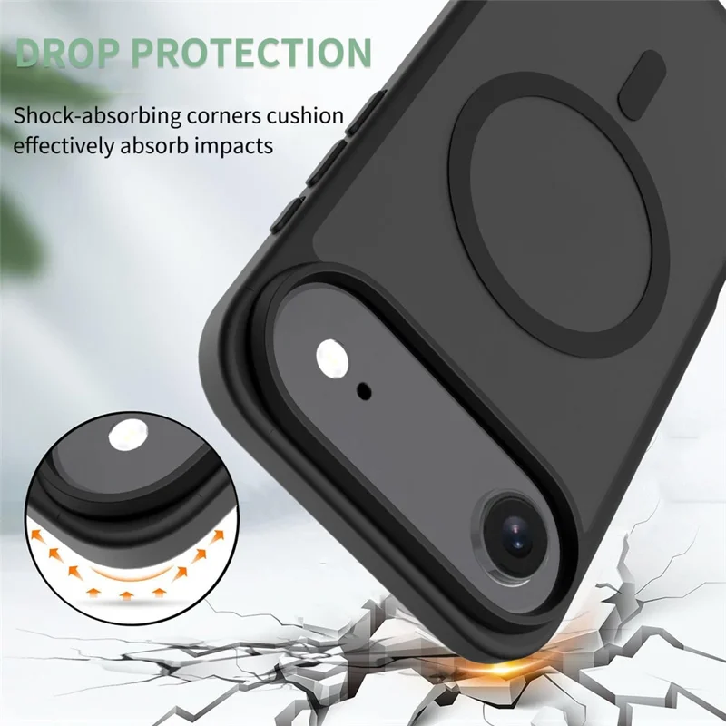 Achat en gros pour coque magnétique iPhone Air avec revêtement tactile en TPU et PC, compatible MagSafe - Noir