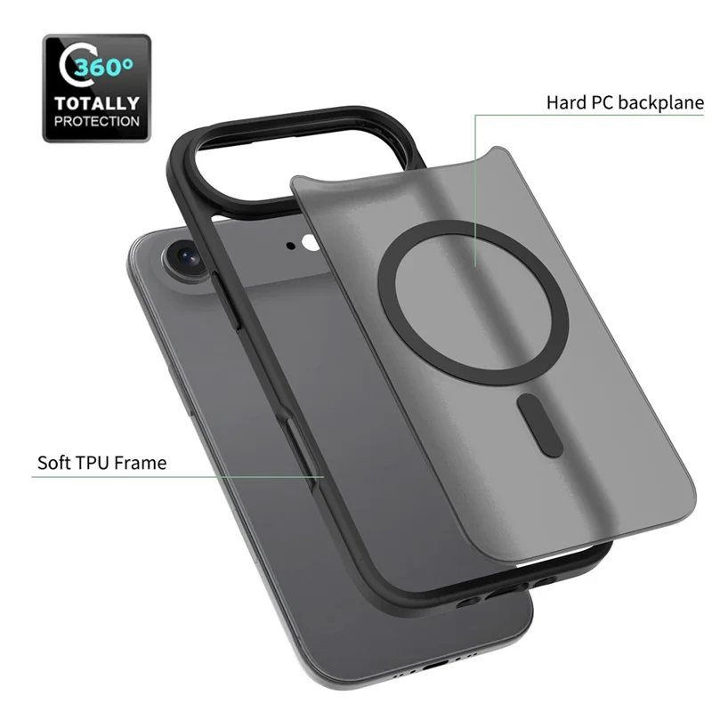Achat en gros pour coque magnétique iPhone Air avec revêtement tactile en TPU et PC, compatible MagSafe - Noir
