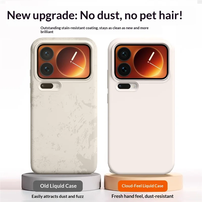 For Xiaomi 17 Pro Max Case Ultra Thin Liquid Silicone + PC Phone Cover with Camera Touch Control Button - Glacier Blue