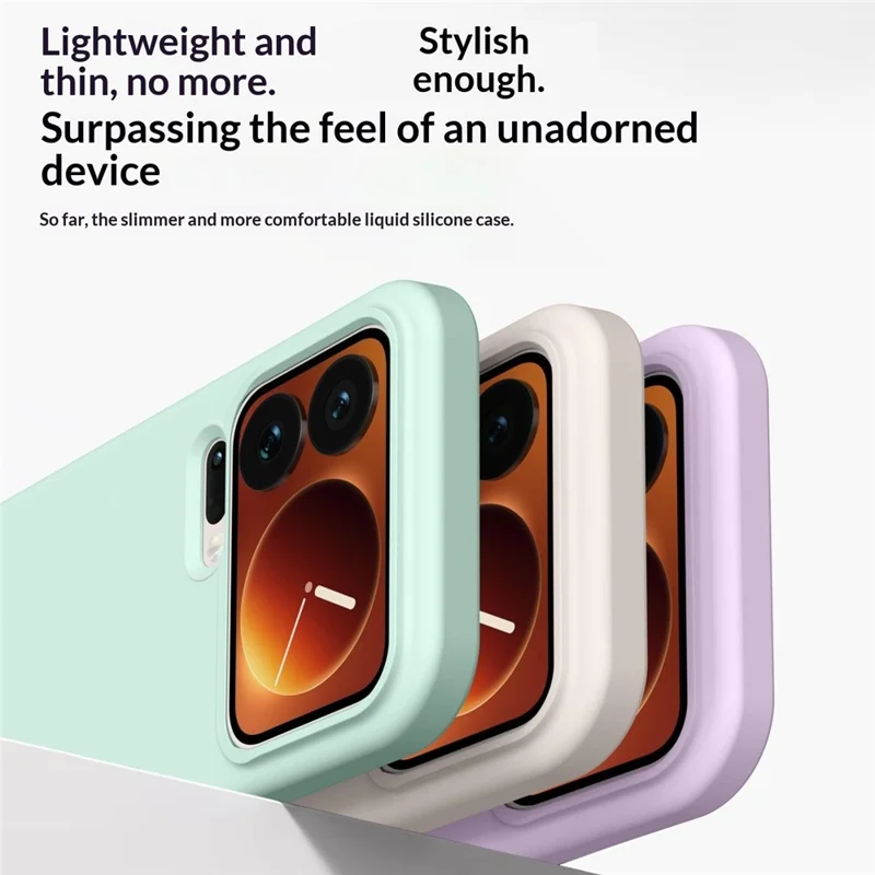 For Xiaomi 17 Pro Max Case Ultra Thin Liquid Silicone + PC Phone Cover with Camera Touch Control Button - Glacier Blue