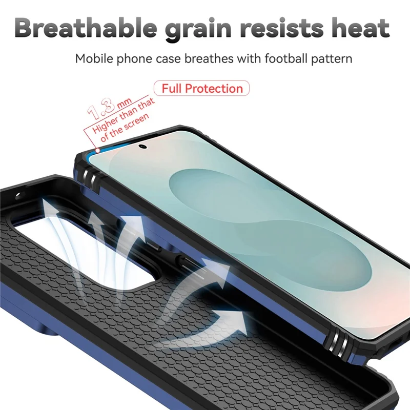 For Samsung Galaxy S26 Ultra Case PC + TPU Phone Cover with Lens Protection Kickstand - Blue