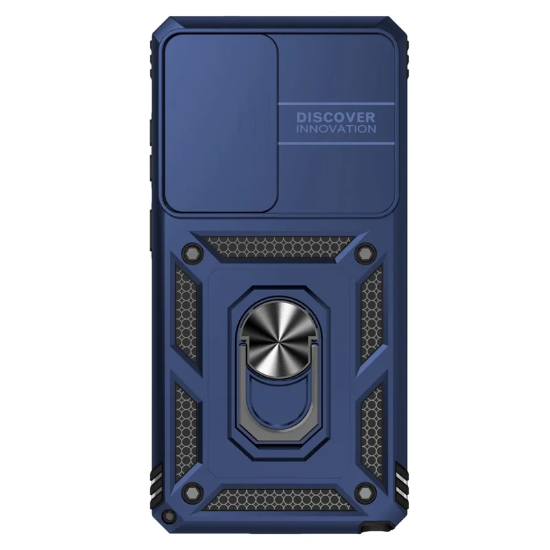 For Samsung Galaxy S26 Ultra Case PC + TPU Phone Cover with Lens Protection Kickstand - Blue