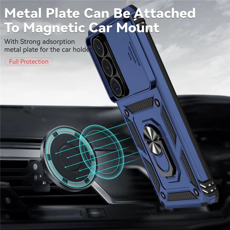 For Samsung Galaxy S26 Ultra Case PC + TPU Phone Cover with Lens Protection Kickstand - Blue