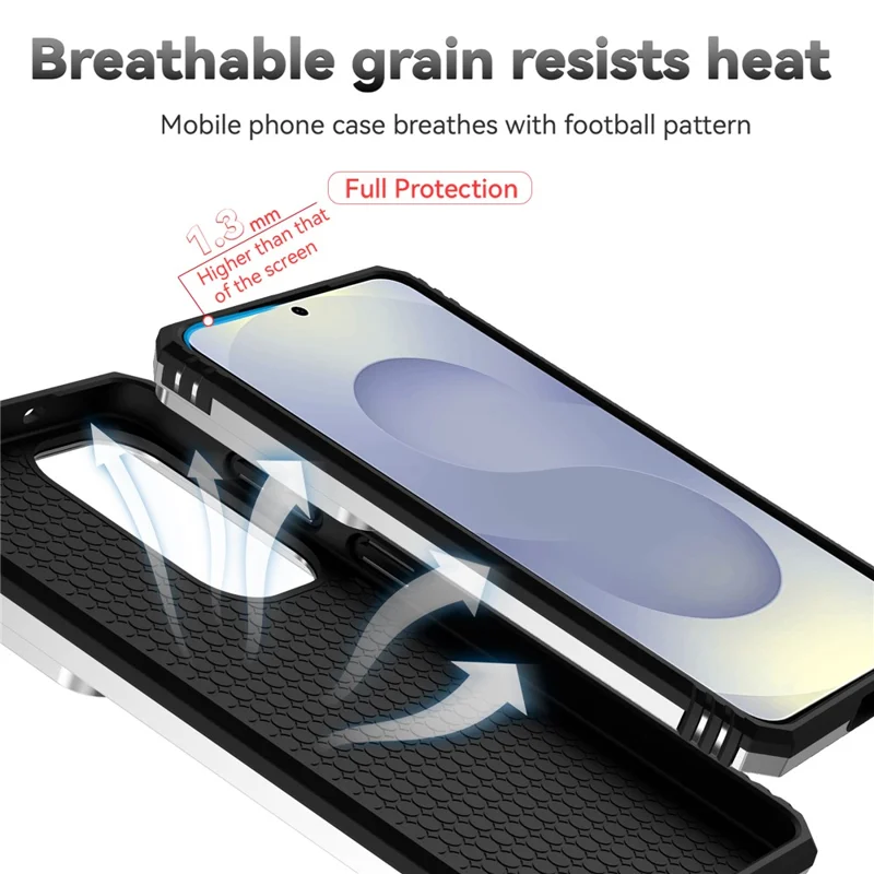 For Samsung Galaxy S26+ Case PC + TPU Phone Cover with Lens Protection Kickstand - Silver