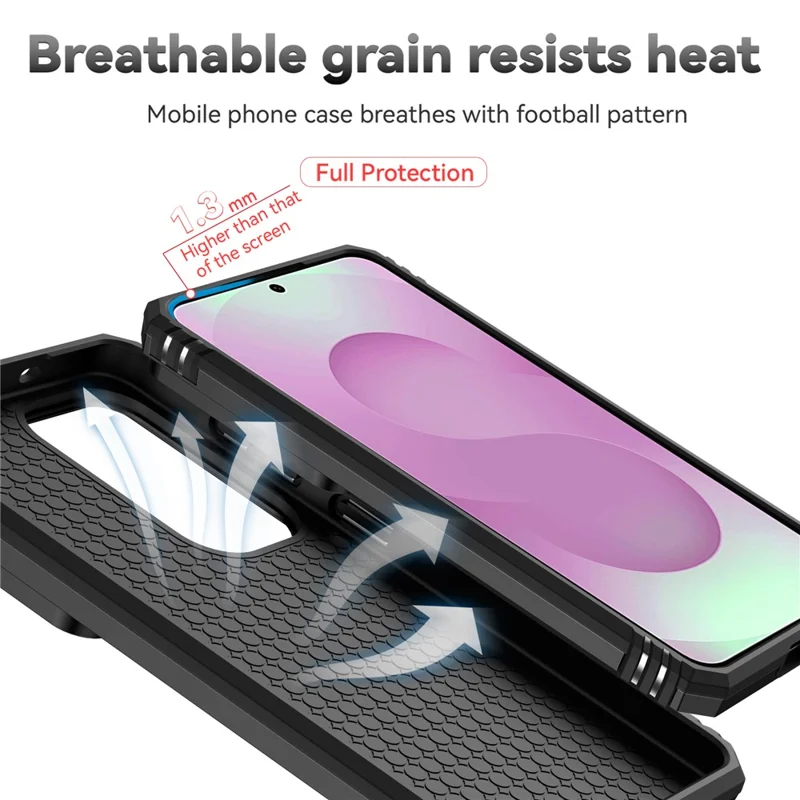 For Samsung Galaxy S26 Case PC + TPU Phone Cover with Lens Protection Kickstand - Black